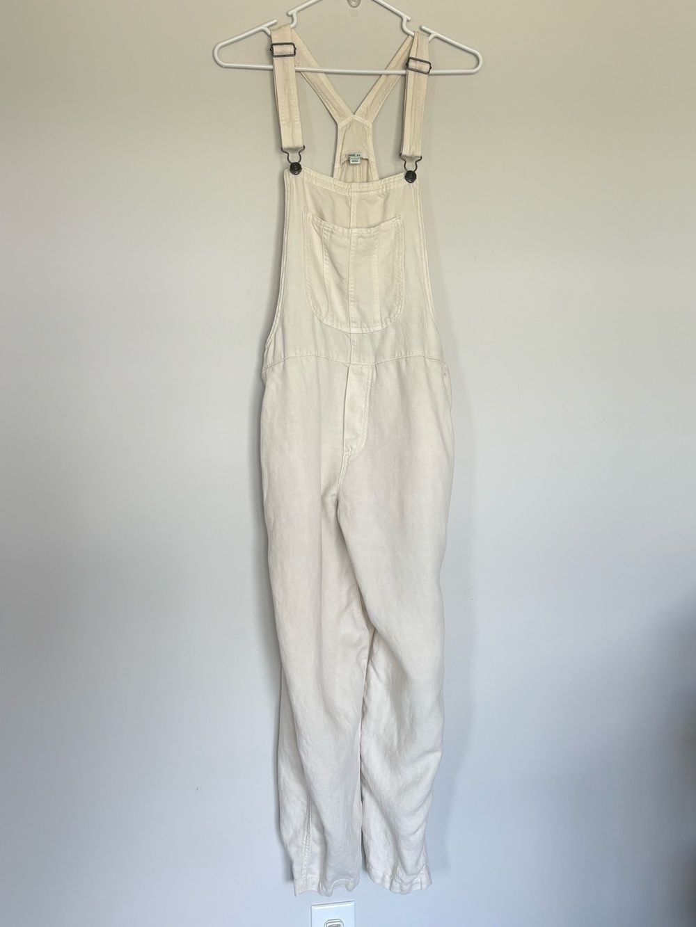 Aerie Cream Linen-Lyocell Overalls - Medium - Coastal Grandma Aesthetic
